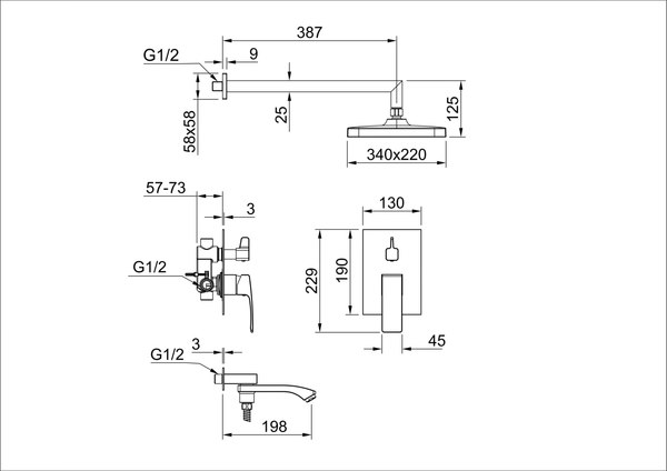 Душевая система со смесителем Raglo R01.27.03