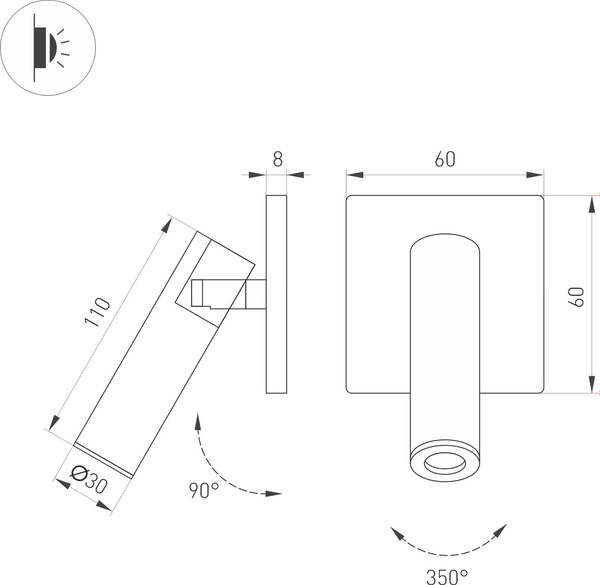 Спот Arlight SP-READER-NB-S60x60-3W Warm2700 BK 20deg / 052947