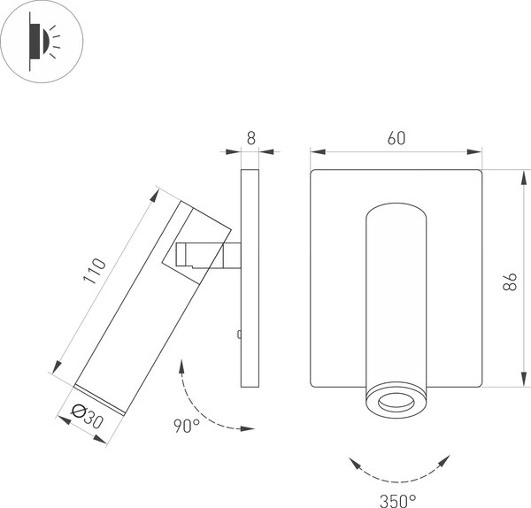 Спот Arlight SP-READER-S60x86-3W Warm3000 BK 20deg / 052937