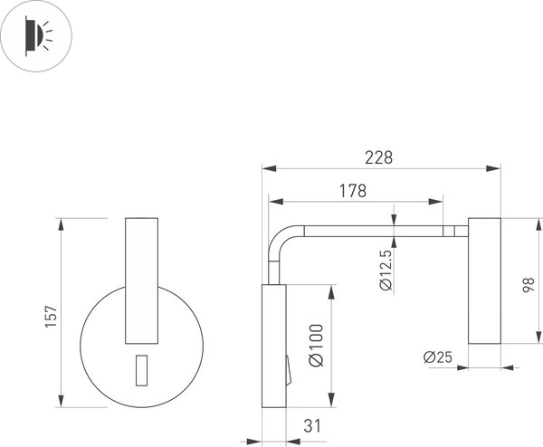 Спот Arlight SP-VERDI-LONG-WALL-3W Warm3000 WH 20deg / 051666