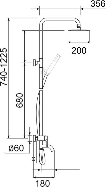Душевая система со смесителем РМС SUS124-009DK
