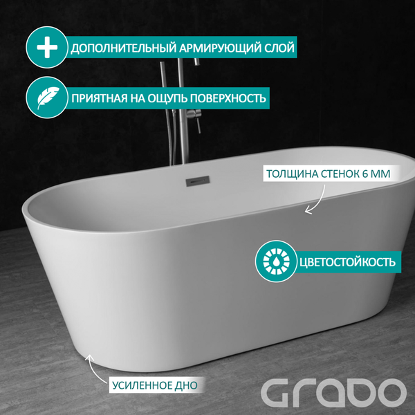 Ванна акриловая Grado GD-8201-170