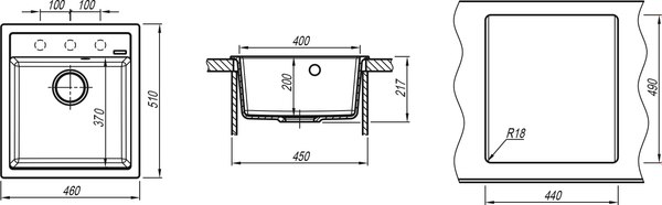 Мойка кухонная ZORG С сифоном Rock 46 Premium