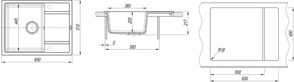 Мойка кухонная ZORG С сифоном Rock 65 Premium