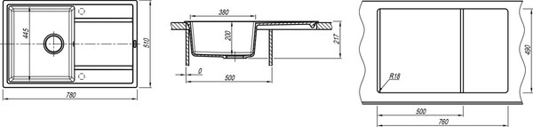 Мойка кухонная ZORG С сифоном Rock 78 Premium
