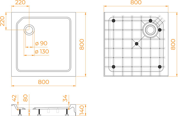Душевой поддон RGW SMC-C W / 12350188-01