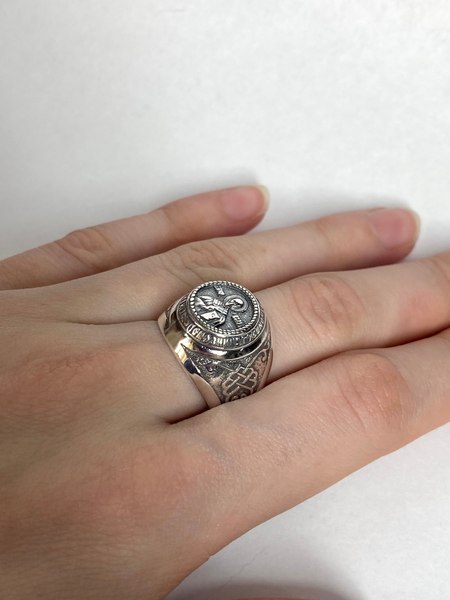 Кольцо Wolves с Николаем Чудотворцем Серебрение 1583
