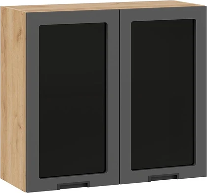 Шкаф навесной для кухни ТриЯ Гренада 1В8С с двумя дверями со стеклом - фото