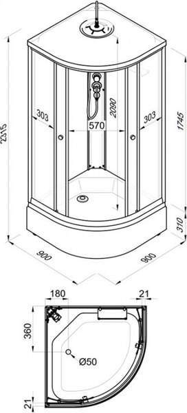 Душевая кабина Maroni Aura SR90M-LN-DN4