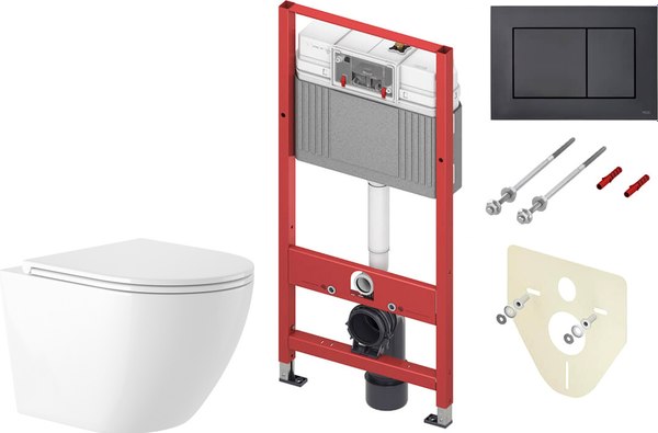 Унитаз подвесной с инсталляцией Saniteco KW-9003W Rimles + TECE 9400414 - фото