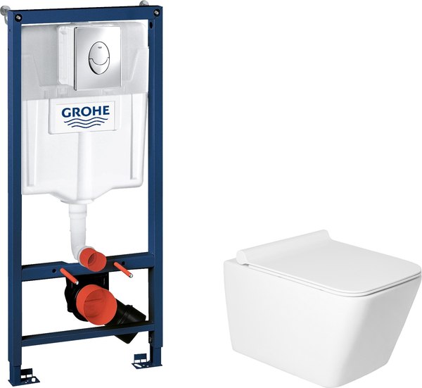 Унитаз подвесной с инсталляцией Saniteco KW-9004W + GROHE Rapid SL 38721001 - фото