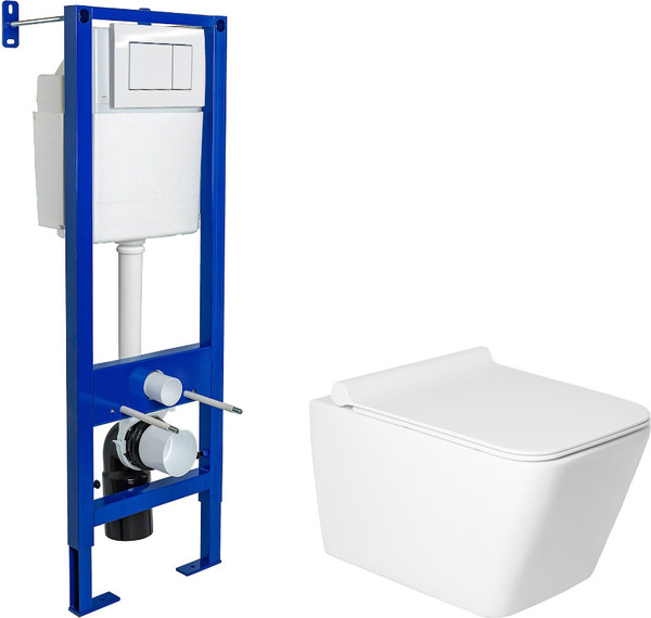 Унитаз подвесной с инсталляцией Saniteco KW-9004W + Berges АТОМ 410 040333 - фото