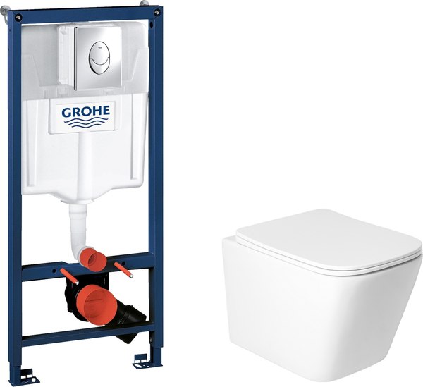 Унитаз подвесной с инсталляцией Saniteco KW-9004WS + GROHE Rapid SL 38721001 - фото