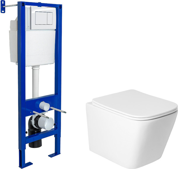 Унитаз подвесной с инсталляцией Saniteco KW-9004WS + Berges АТОМ 410 040333 - фото
