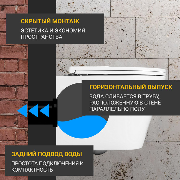 Унитаз подвесной с инсталляцией Saniteco KW-9005W + TECE 9400414