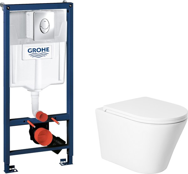 Унитаз подвесной с инсталляцией Saniteco KW-9005W + GROHE Rapid SL 38721001 - фото