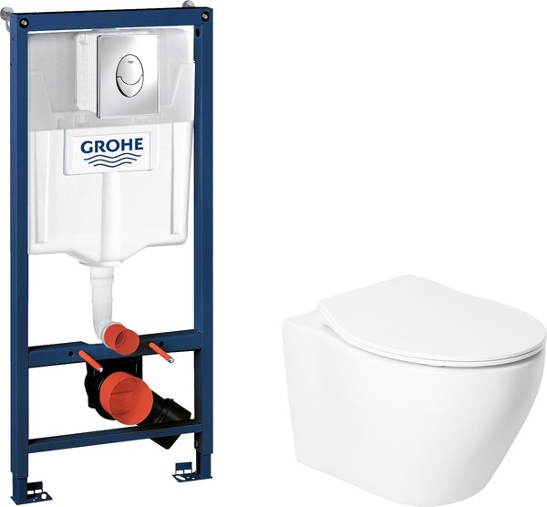 Унитаз подвесной с инсталляцией Saniteco KW-99046 + GROHE Rapid SL 38721001 - фото