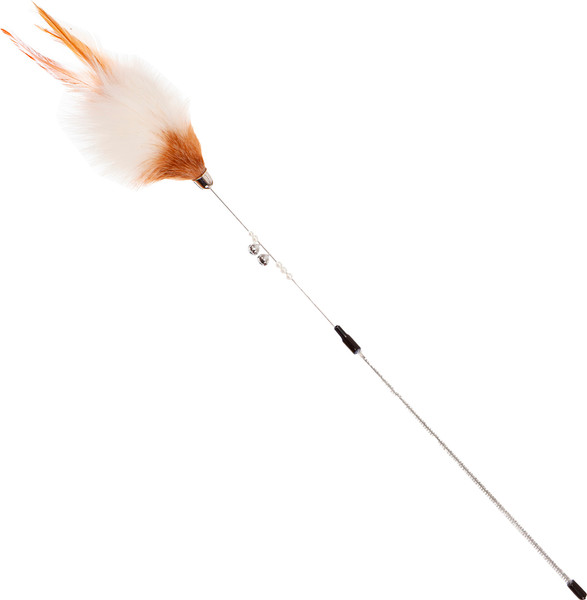 Игрушка для кошек ZooZooZoo Удочка-дразнилка Лисий хвостик с перьями / HM-17 - фото