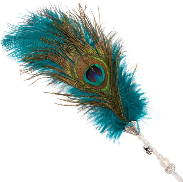 Игрушка для кошек ZooZooZoo Удочка-дразнилка Перо павлина / HM-15