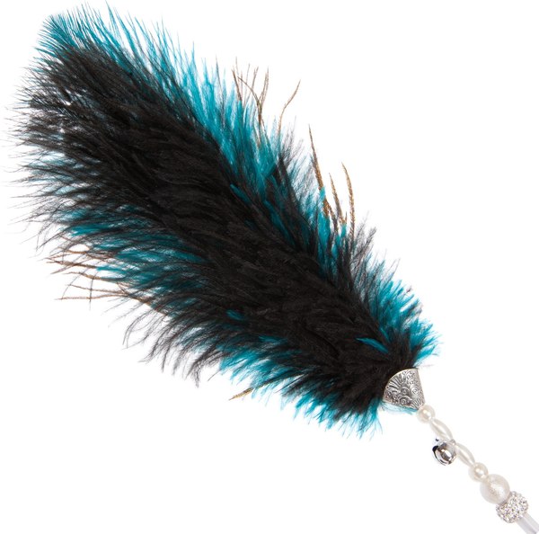 Игрушка для кошек ZooZooZoo Удочка-дразнилка Перо павлина / HM-15