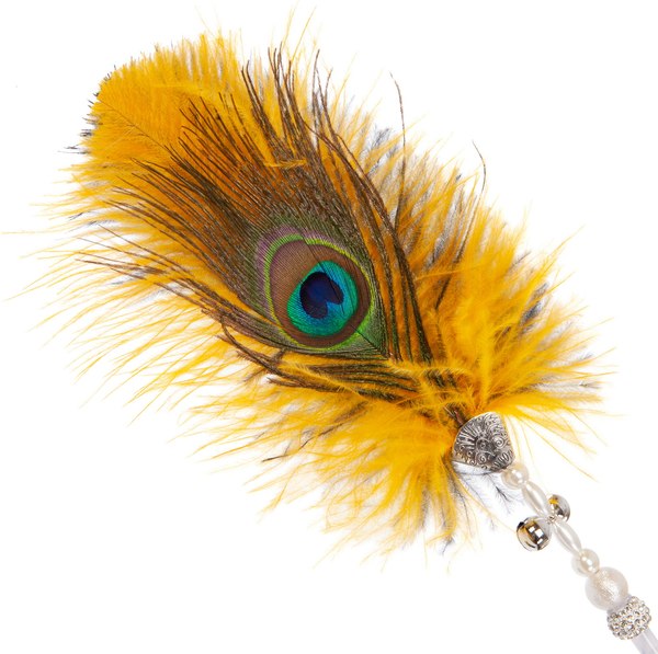 Игрушка для кошек ZooZooZoo Удочка-дразнилка Перо павлина / HM-15