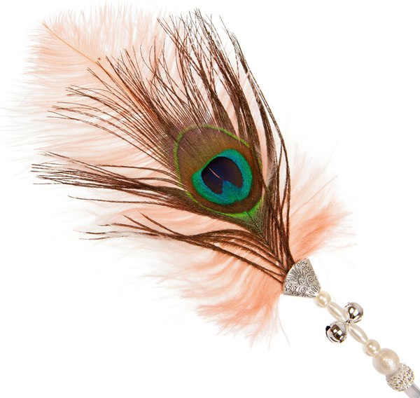 Игрушка для кошек ZooZooZoo Удочка-дразнилка Перо павлина / HM-15