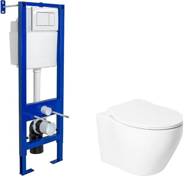 Унитаз подвесной с инсталляцией Saniteco KW-99046 + Berges АТОМ 410 040333 - фото