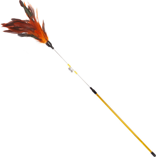 Игрушка для кошек ZooZooZoo Удочка-дразнилка Цветные перья / YM-04 - фото