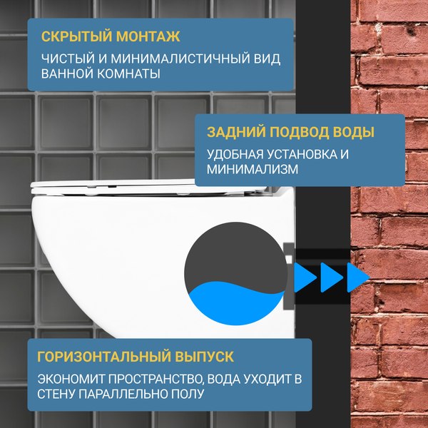 Унитаз подвесной с инсталляцией Saniteco KW-99048 + TECE 9400414