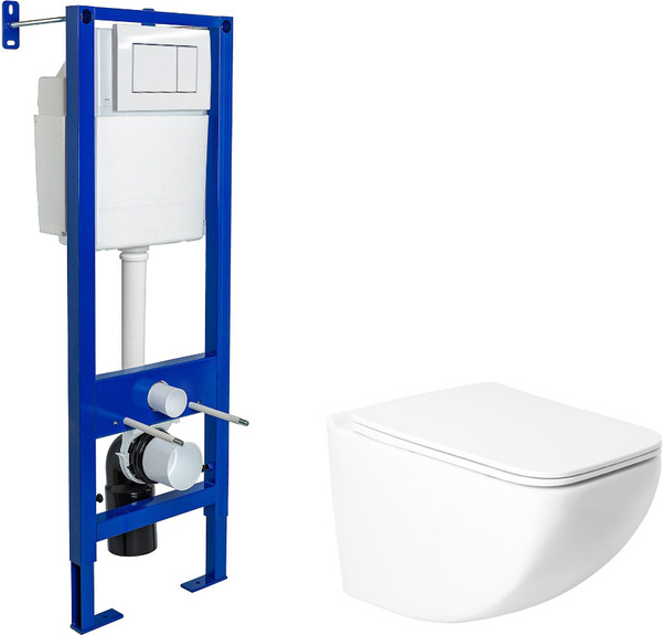 Унитаз подвесной с инсталляцией Saniteco KW-99048 + Berges АТОМ 410 040333 - фото