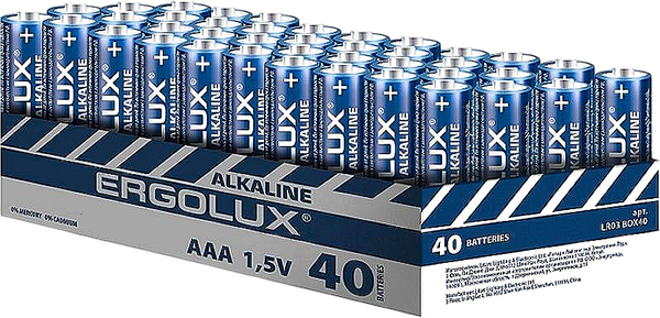 Комплект батареек Ergolux LR03 Alkaline Promo BOX40 1.5В - фото