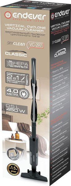 Вертикальный пылесос Endever SkyClean VC-297 (темно-серый)