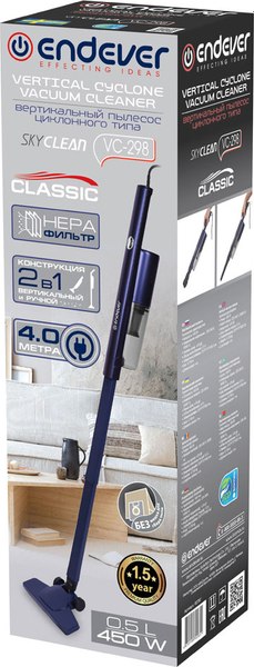 Вертикальный пылесос Endever SkyClean VC-298 (темно-синий)