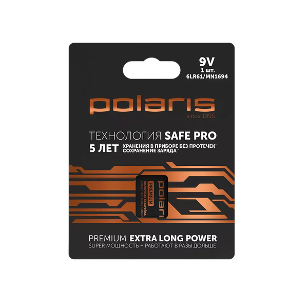 Батарейка Polaris PB 9V Premium 6LR61