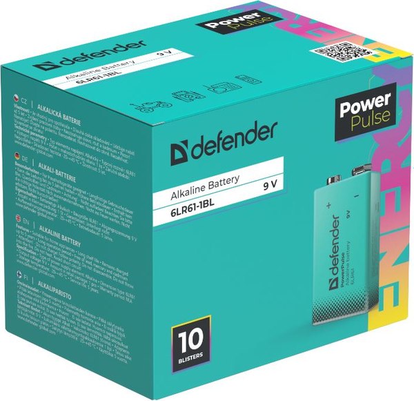 Батарейка Defender PowerPulse 6LR61-1BL 9V / 56261