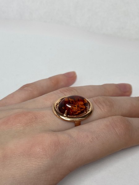 Кольцо Wolves Янтарь с каемкой 1624