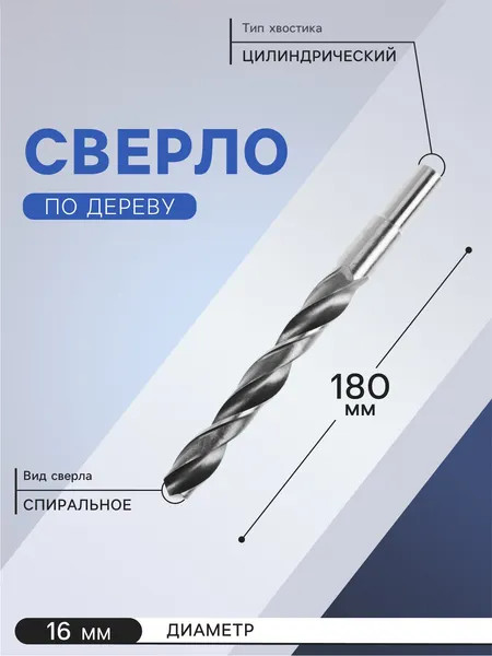 Сверло Tundra HSS цилиндрический хвостовик по металлу 16x180мм / 4727961