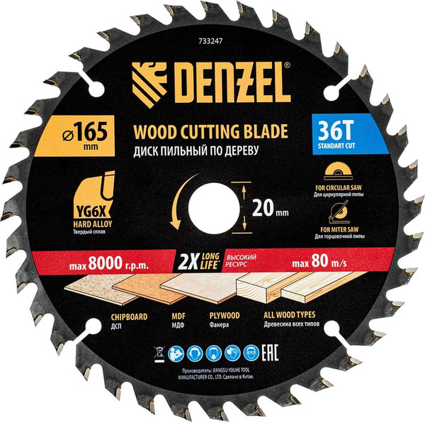 Пильный диск Denzel 733247 - фото