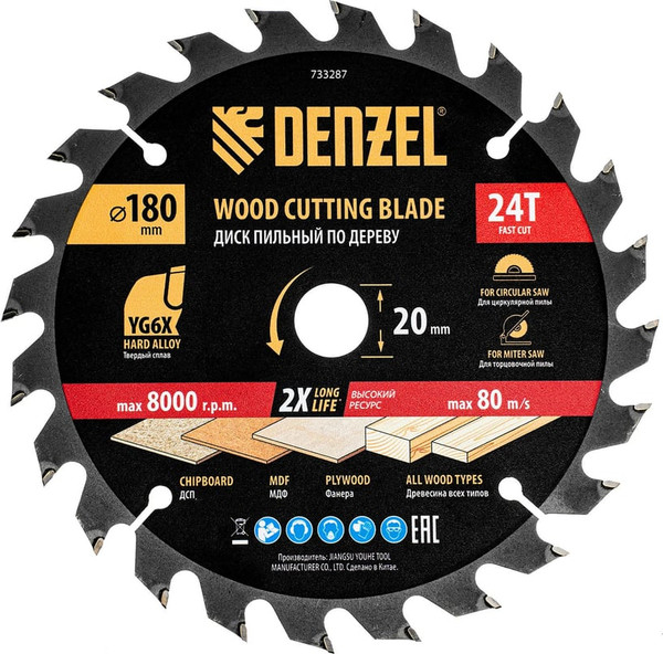 Пильный диск Denzel 733287 - фото