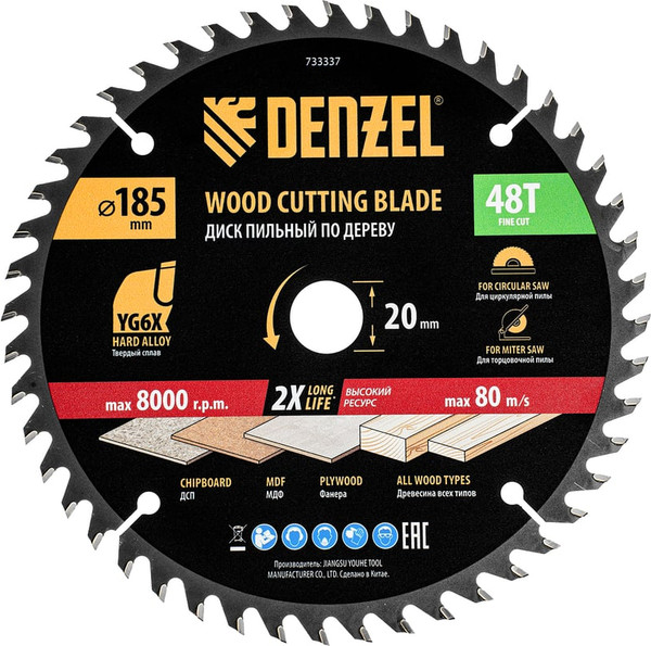 Пильный диск Denzel 733337 - фото