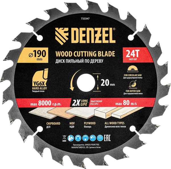 Пильный диск Denzel 733347 - фото