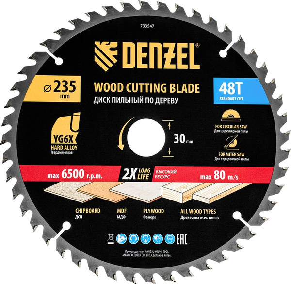 Пильный диск Denzel 733547 - фото