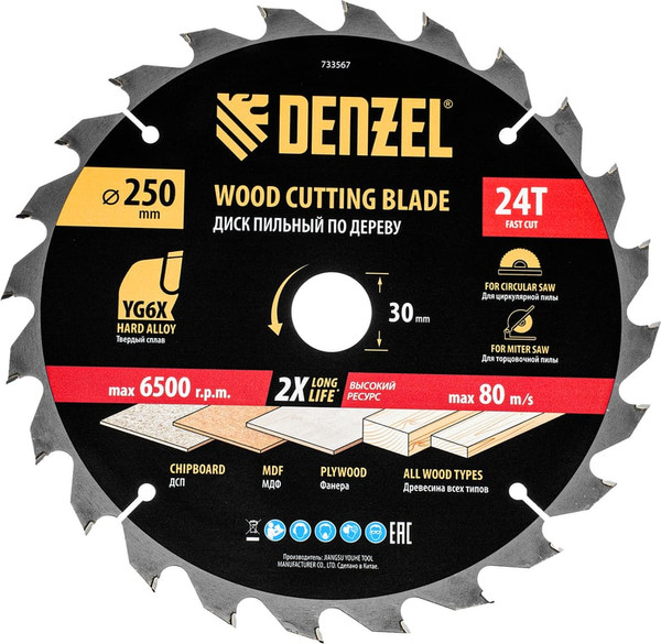 Пильный диск Denzel 733567 - фото
