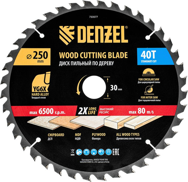 Пильный диск Denzel 733577 - фото