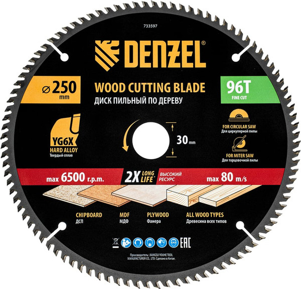 Пильный диск Denzel 733597 - фото