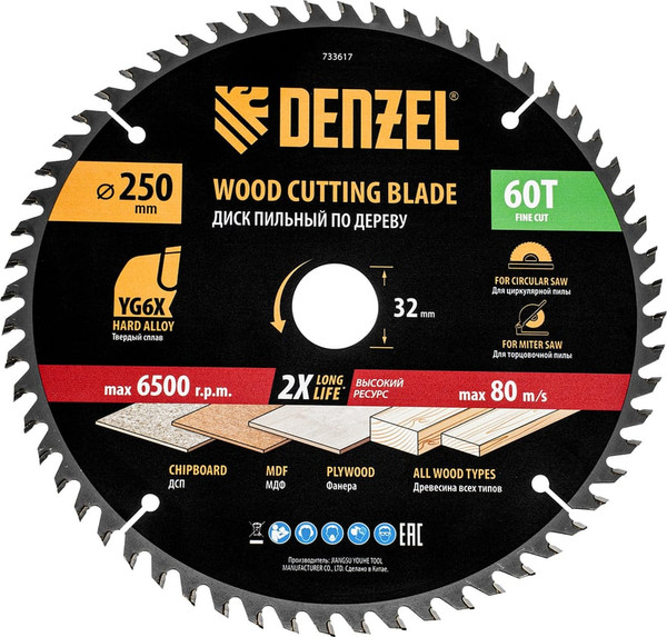 Пильный диск Denzel 733617 - фото