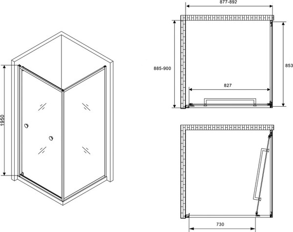 Душевой уголок Abber Schwarzer Diamant AG0A090B