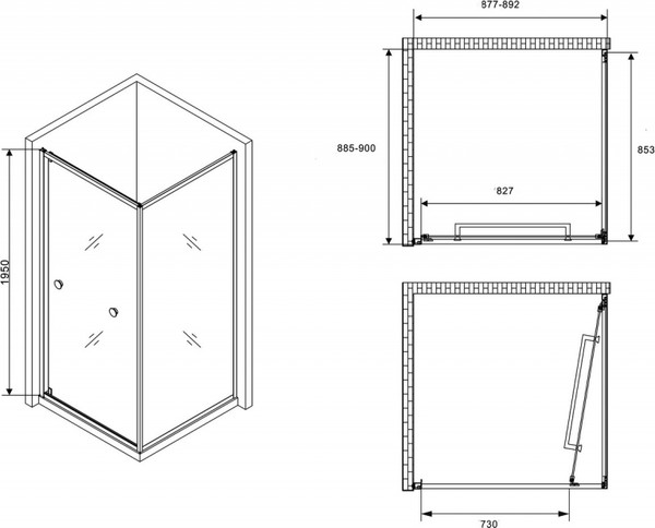 Душевой уголок Abber Schwarzer Diamant AG0A090
