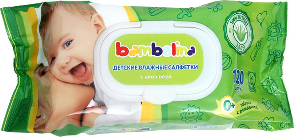 Влажные салфетки детские Bambolina С клапаном - фото