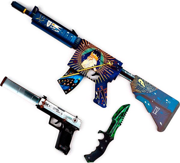 Набор игрушечного оружия Sima-Land Император. Автомат, пистолет, нож охотничий / 9911033 - фото